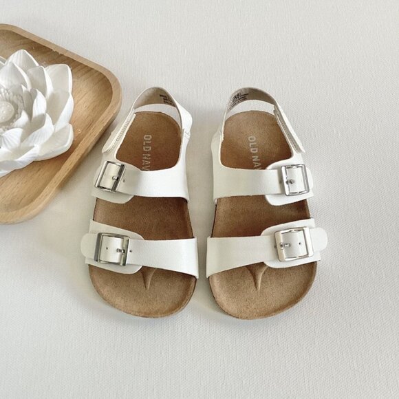 NWOT Old Navy White Buckle Sandals - Picture 1 of 12